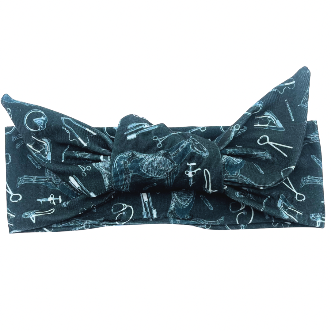 Horses Vet - Black Adjustable Tie Headband