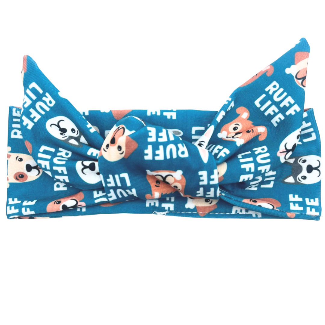 Ruff Life Dogs - Blue Adjustable Tie Headband