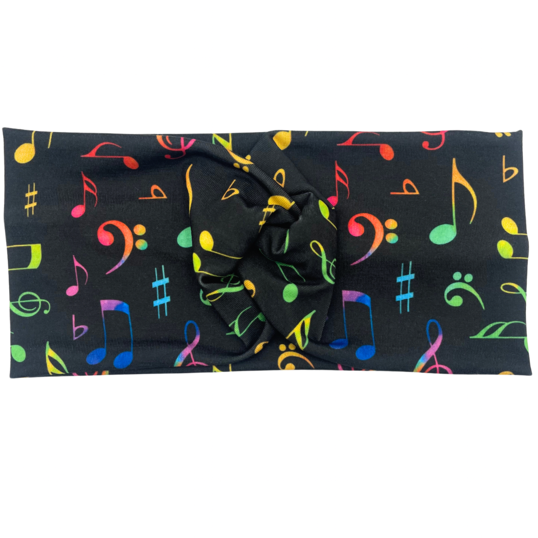 Colorful Music Notes - Black Headband