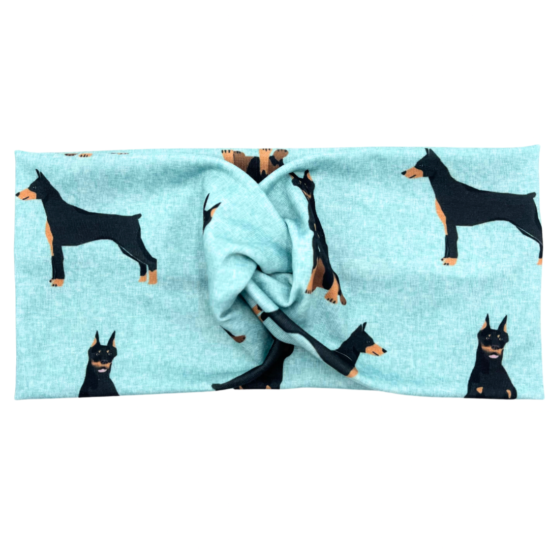 Doberman Dogs- Light Blue Headband