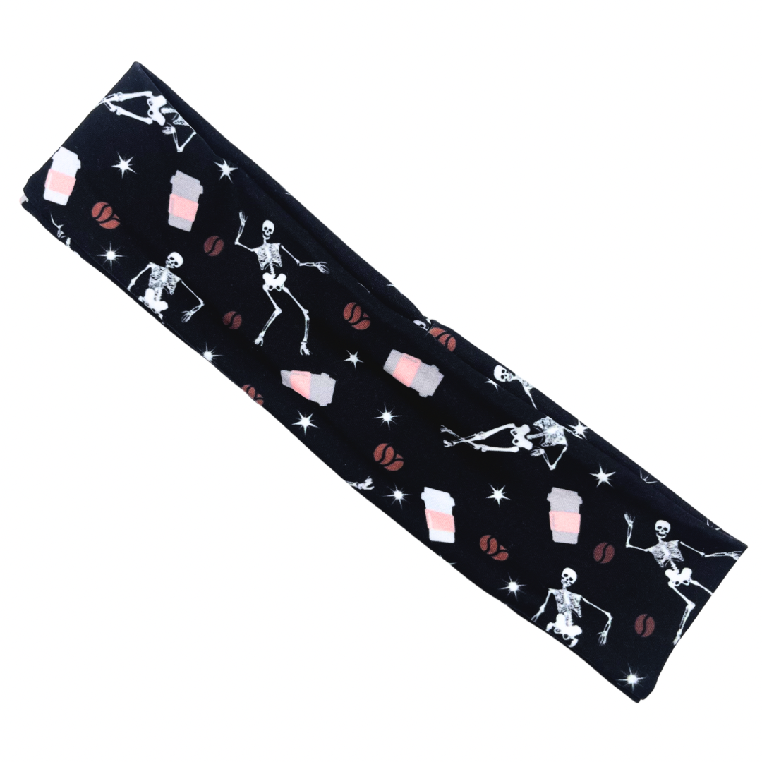 Dancing Skeleton &amp; Coffee Athletic Headband