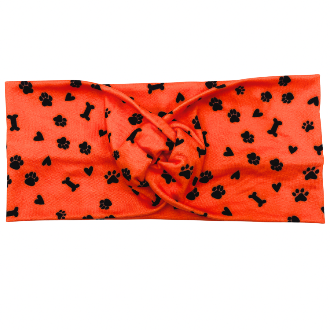 Pet Paws, Bones, &amp; Hearts - Orange Headband