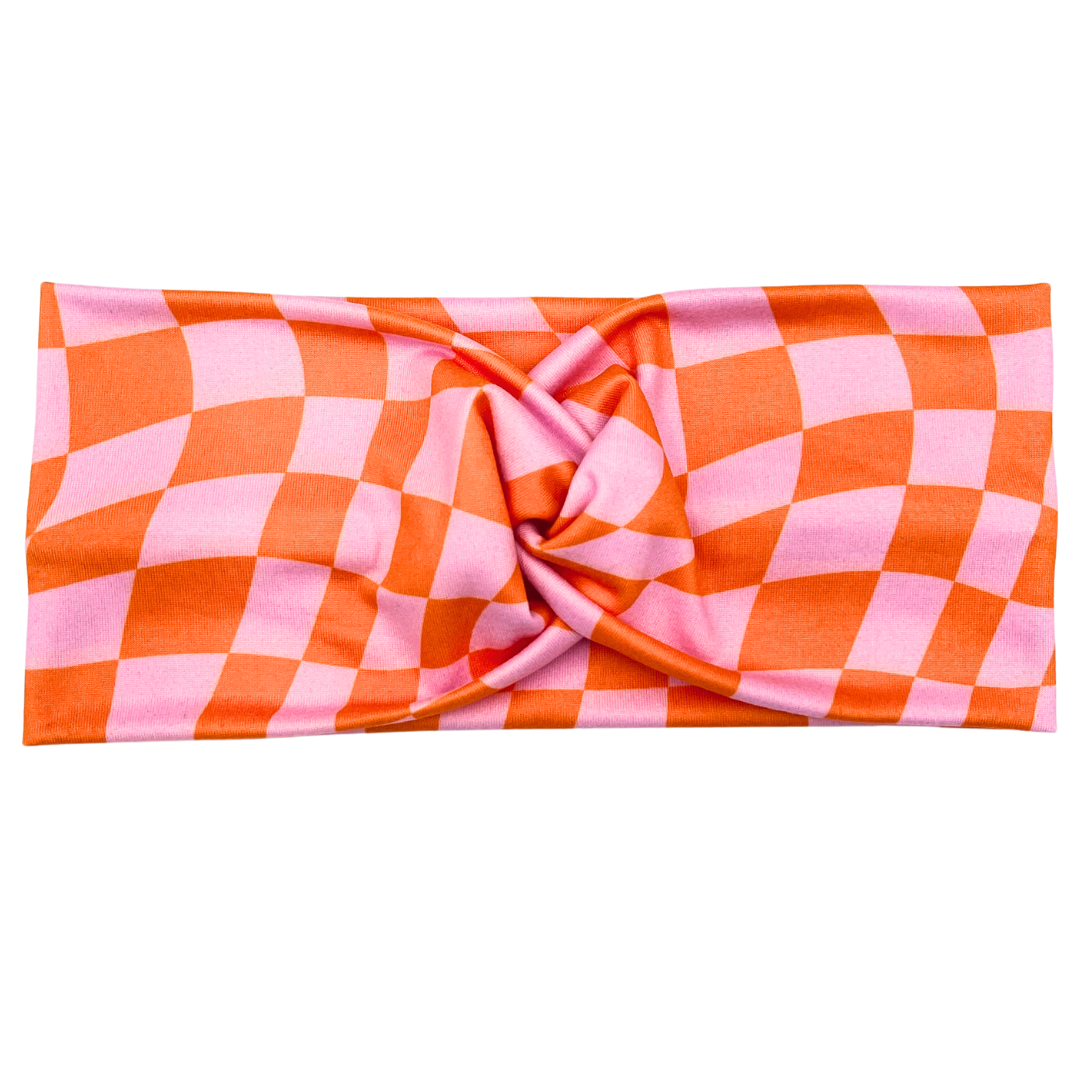 Orange &amp; Pink Checkered Headband