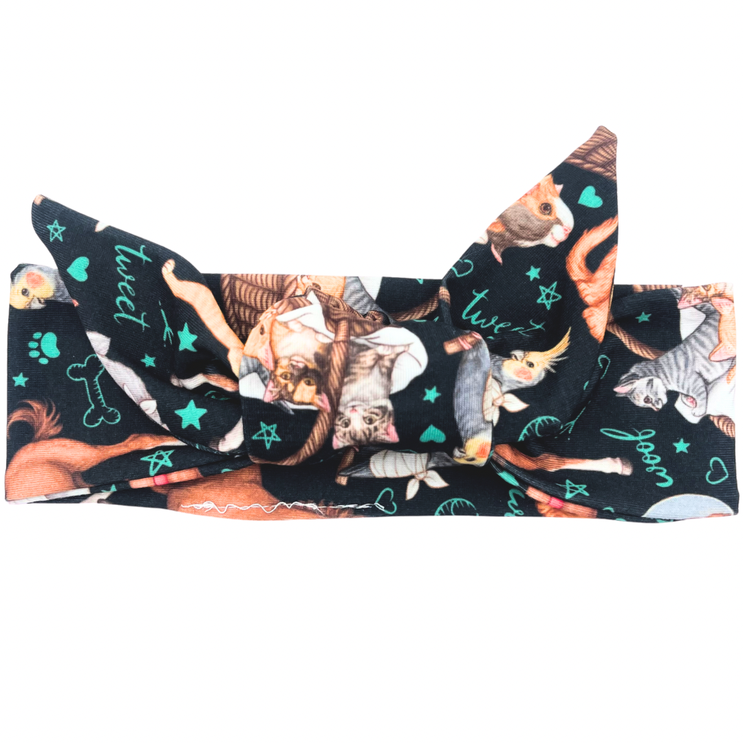 Helping Animals Vet Med Black Adjustable Tie Headband