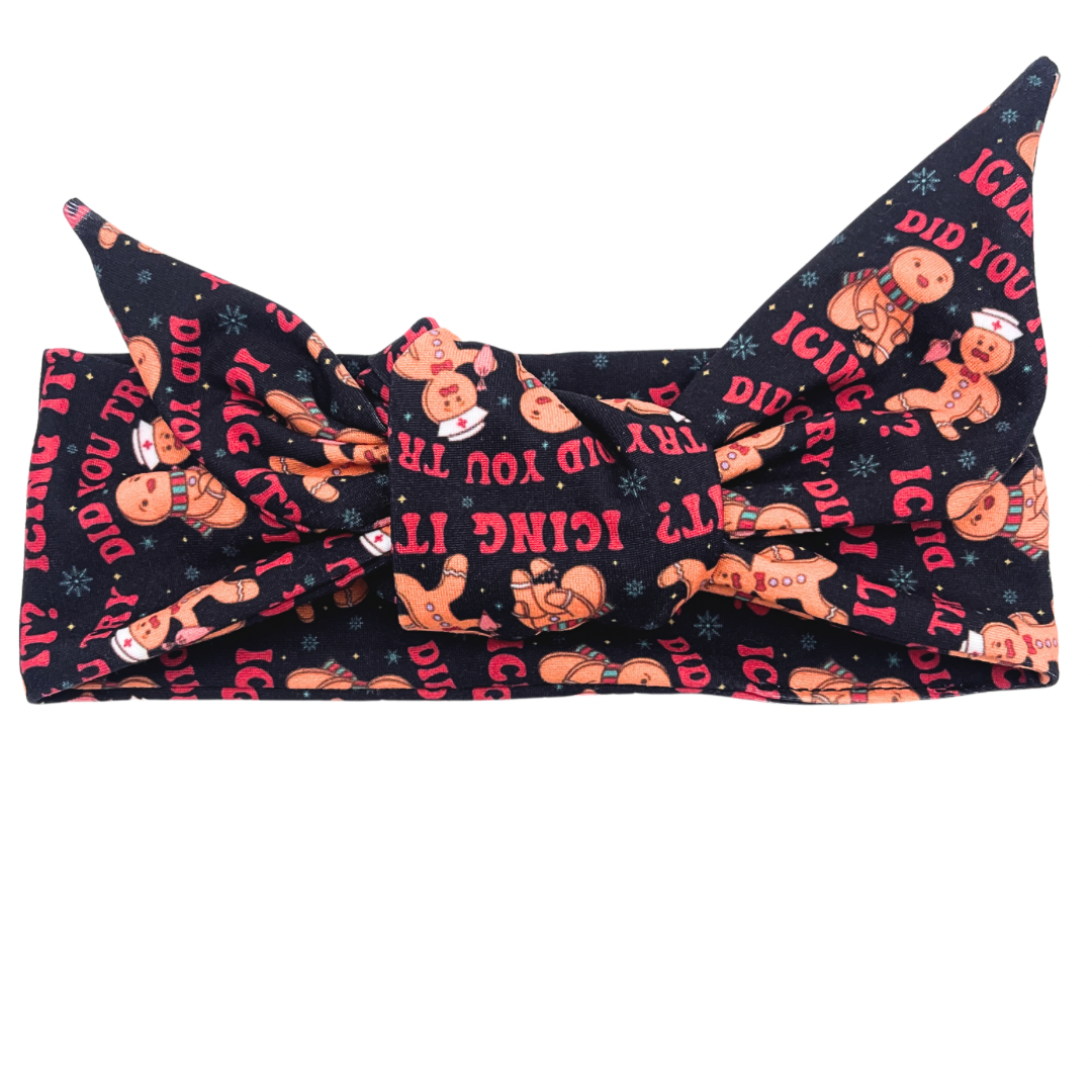 Did You Try Icing It? - Black Adjustable Tie Headband