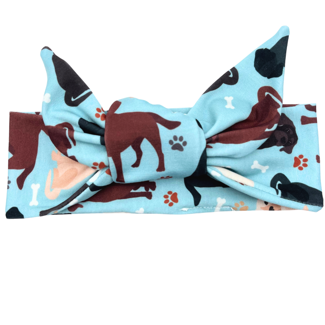 Lab Dogs - Light Blue Adjustable Tie Headband