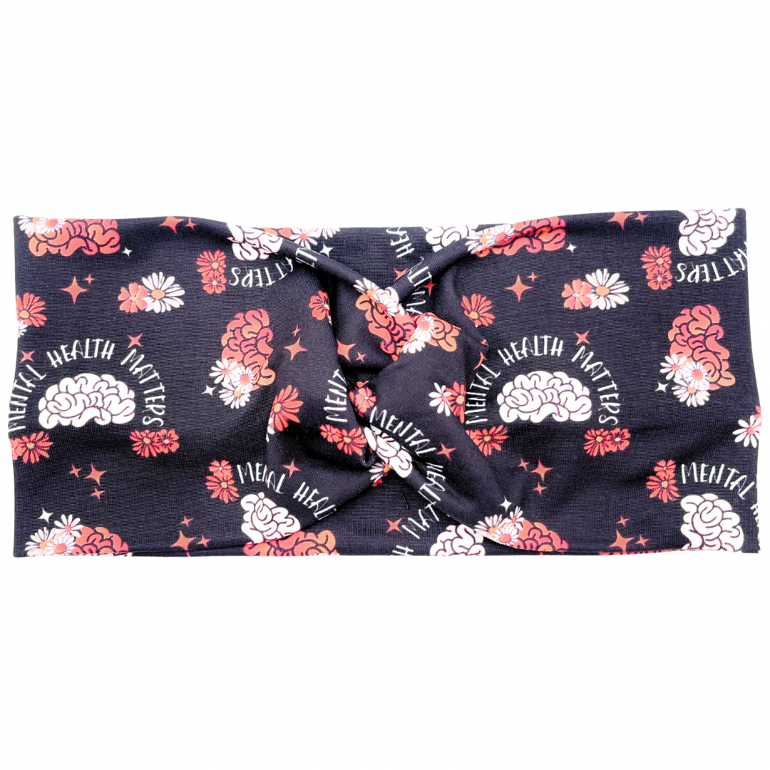 Mental Health Matters Floral - Black Headband