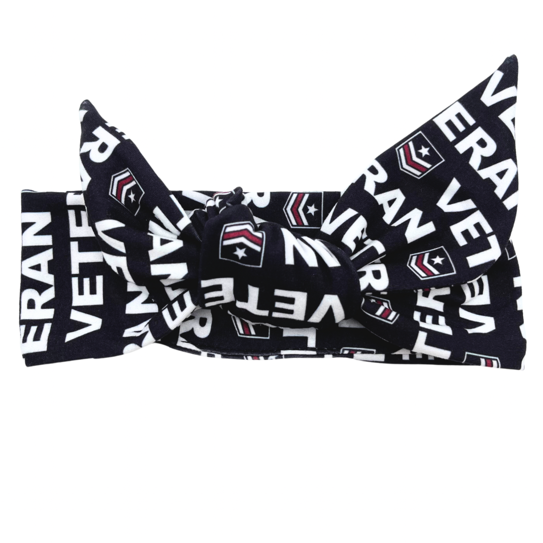 Veterans - Black Adjustable Tie Headband