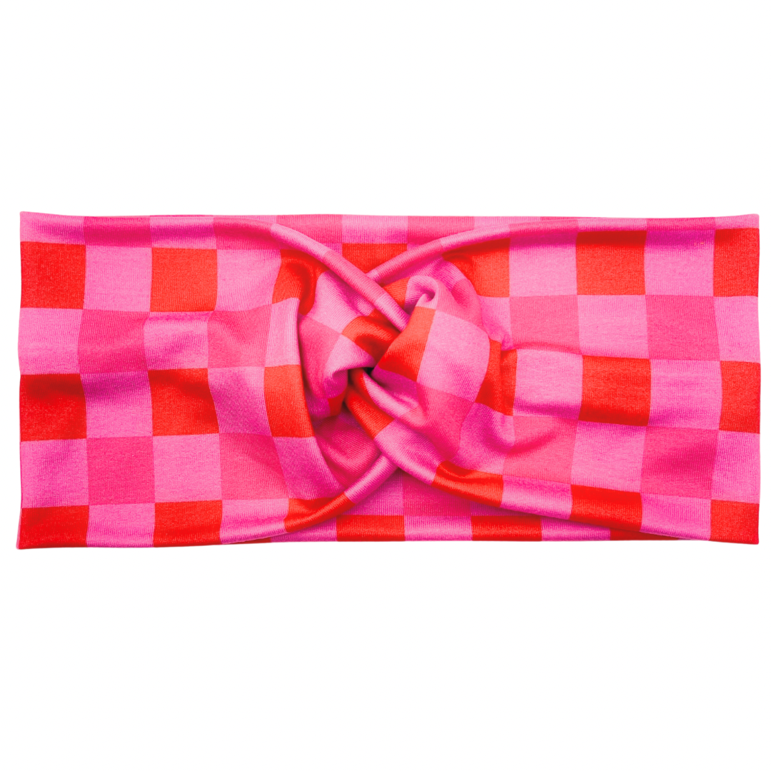 Red &amp; Pink Checkered Headband