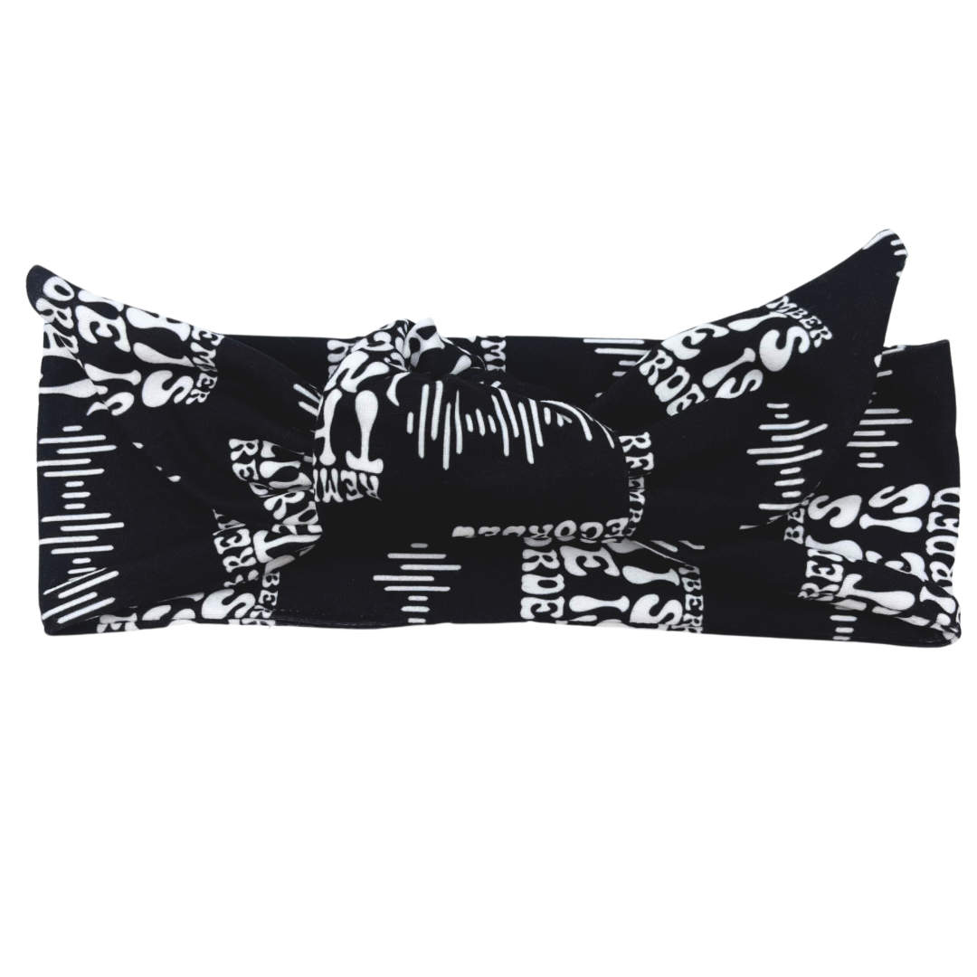 Remember This Line Is Recorded - Black Adjustable Tie Headband