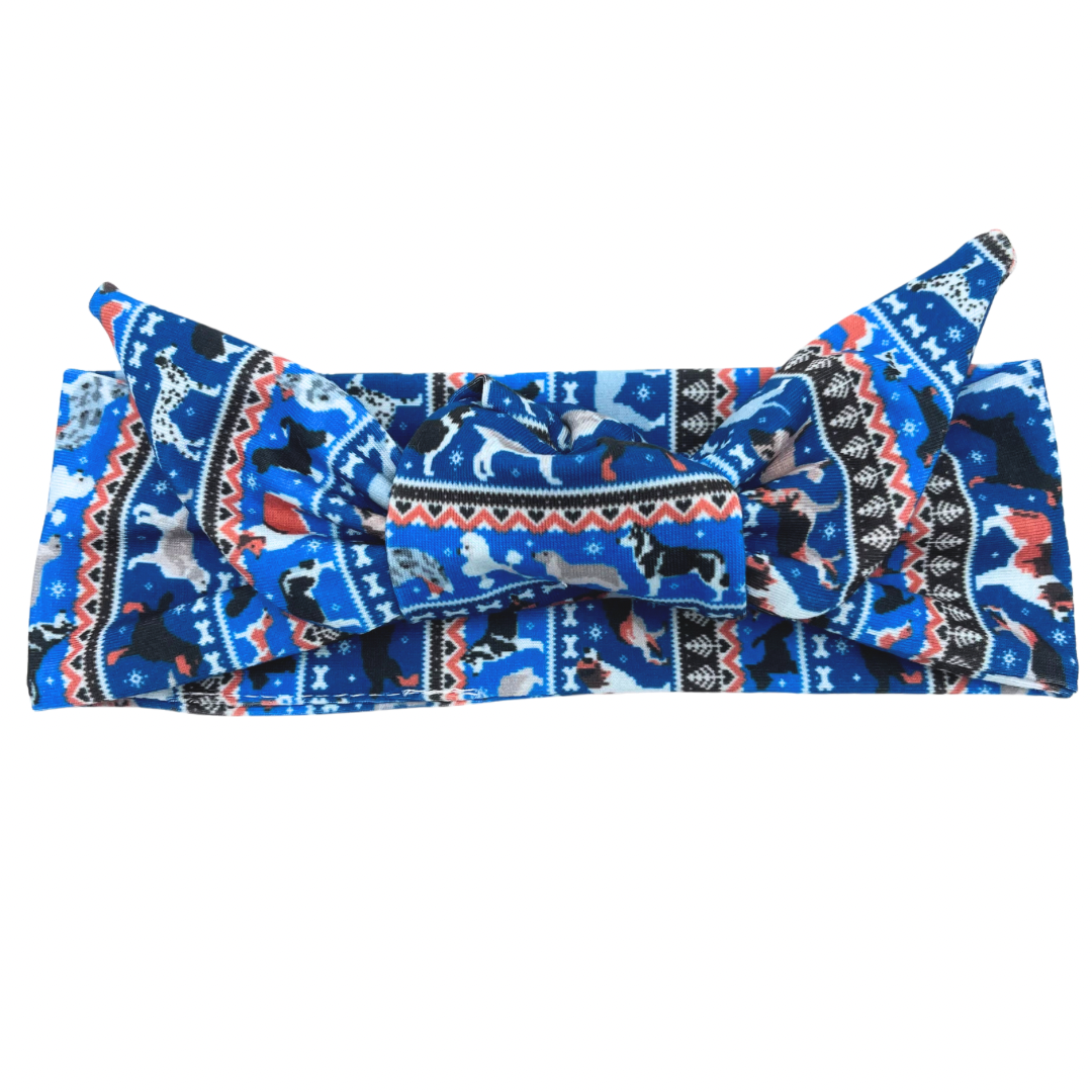 Blue Dog Sweater Adjustable Tie Headband