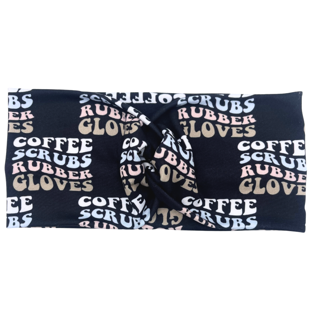 Coffee Scrubs Rubber Gloves Headband