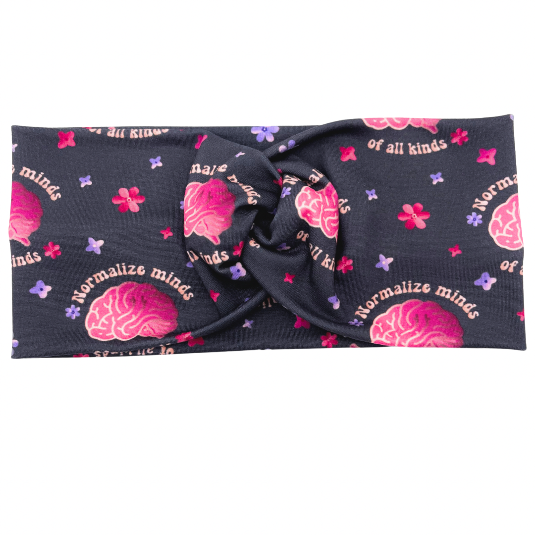 Floral Normalize Minds of All Kinds - Dark Gray Headband