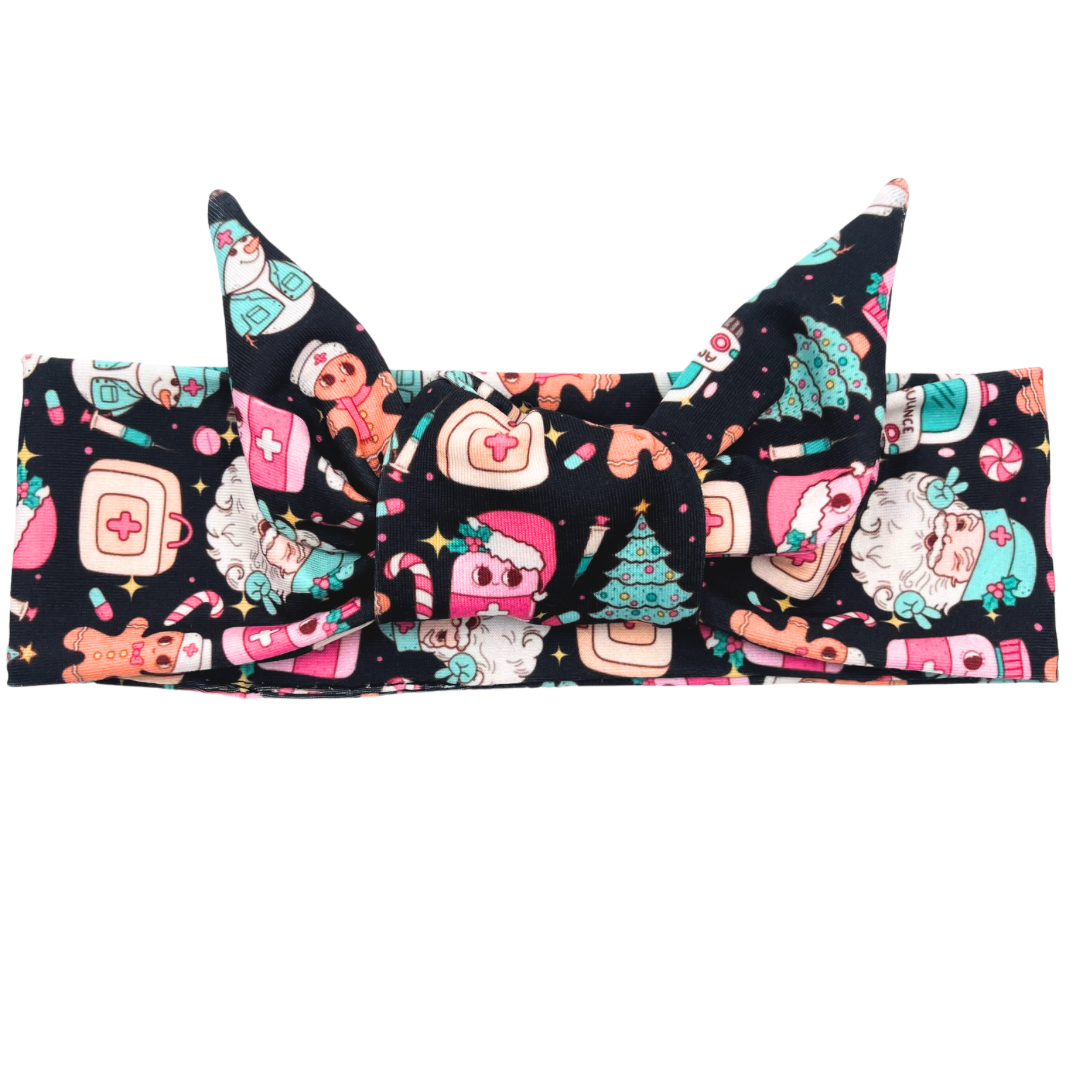 Holiday Healthcare - Black Adjustable Tie Headband