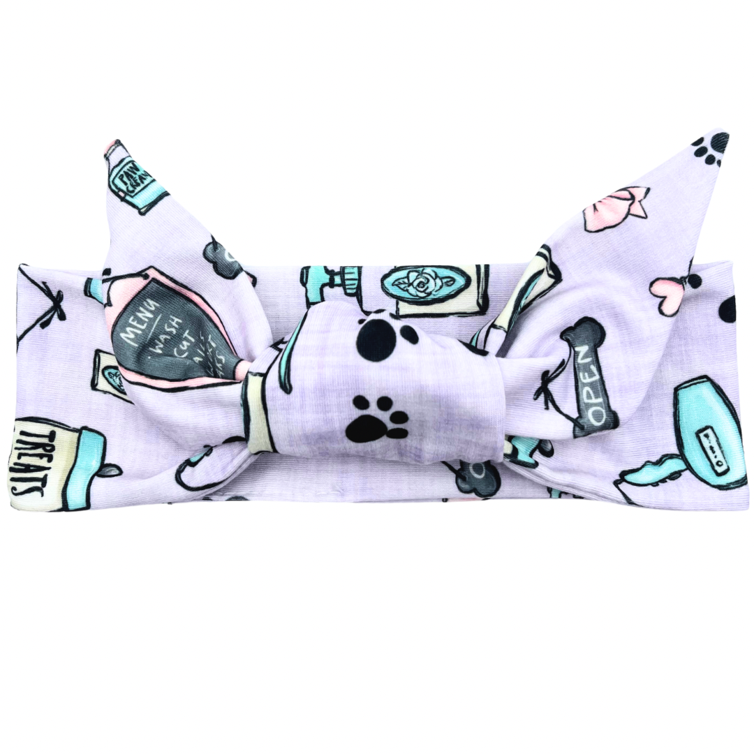 Pet Groomer - Light Purple Adjustable Tie Headband