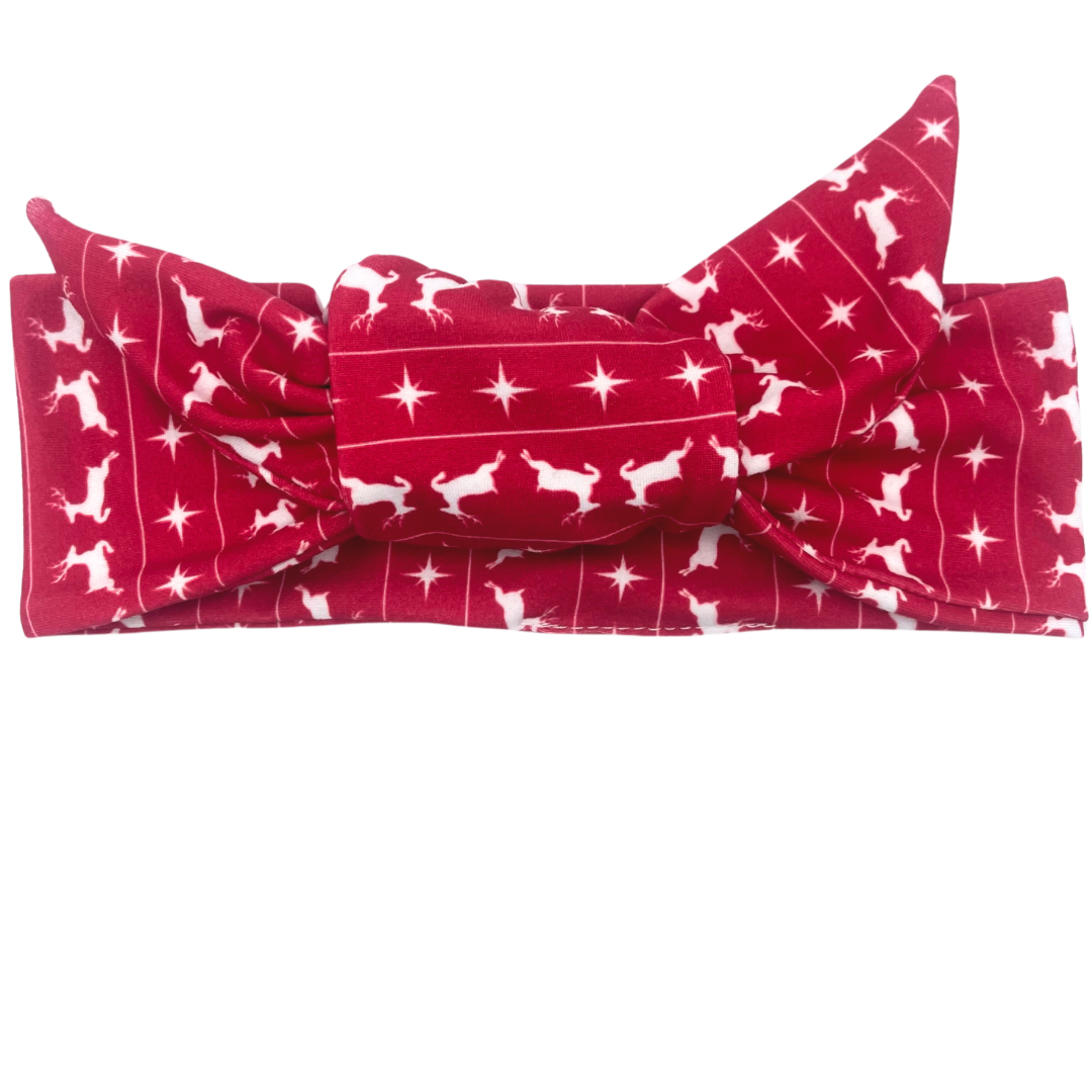 Cozy Christmas - Red Adjustable Tie Headband