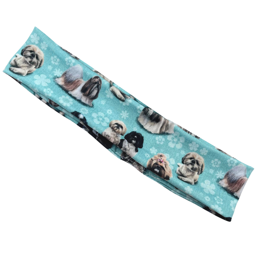 Shih Tzu Dogs - Light Blue Athletic Headband