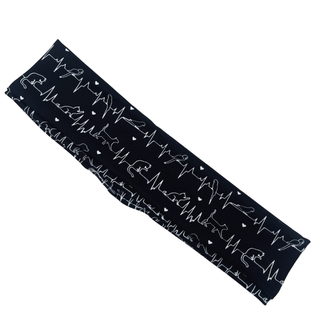 Vet Heartbeat Black Athletic Headband