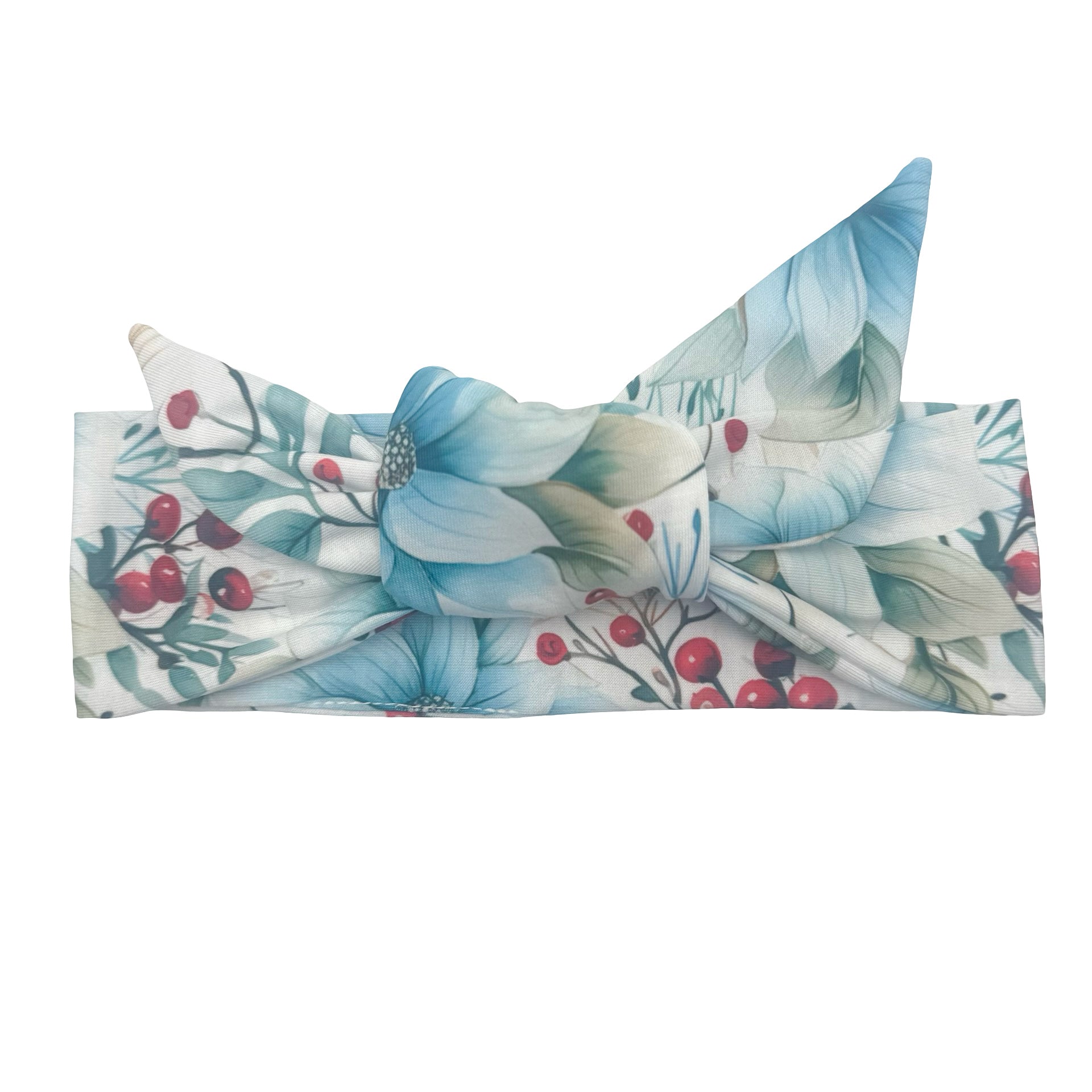 Berry and Blue Blooms Adjustable Tie Headband