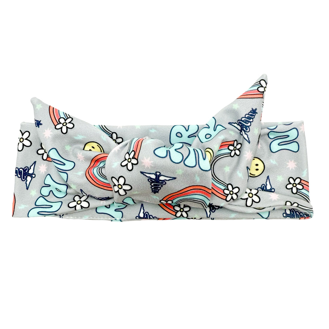RN Happy Vibes - Gray Adjustable Tie Headband