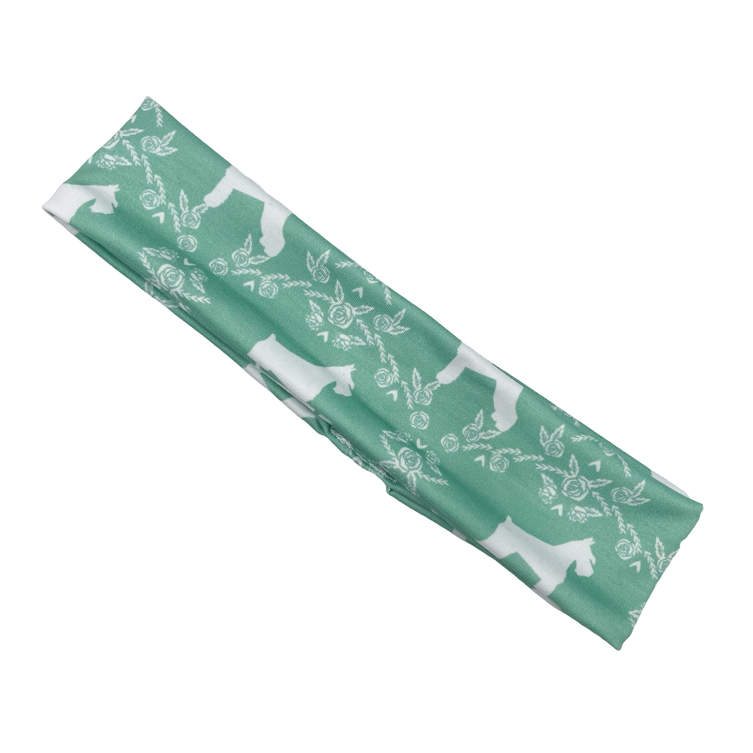 Floral Schnauzers - Green Athletic Headband