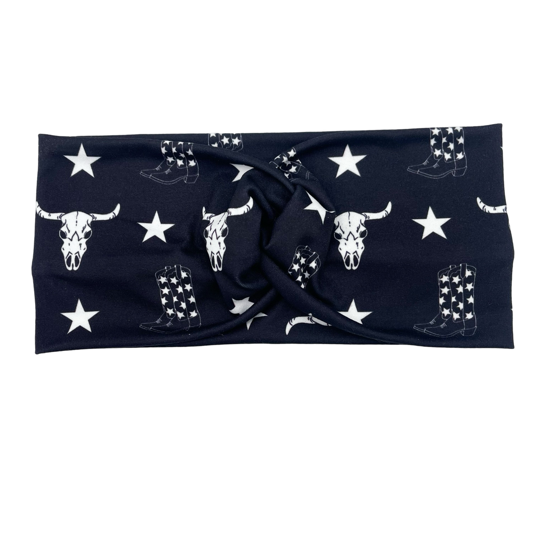 Cowgirl Boots, Stars, & Skulls - Black Headband