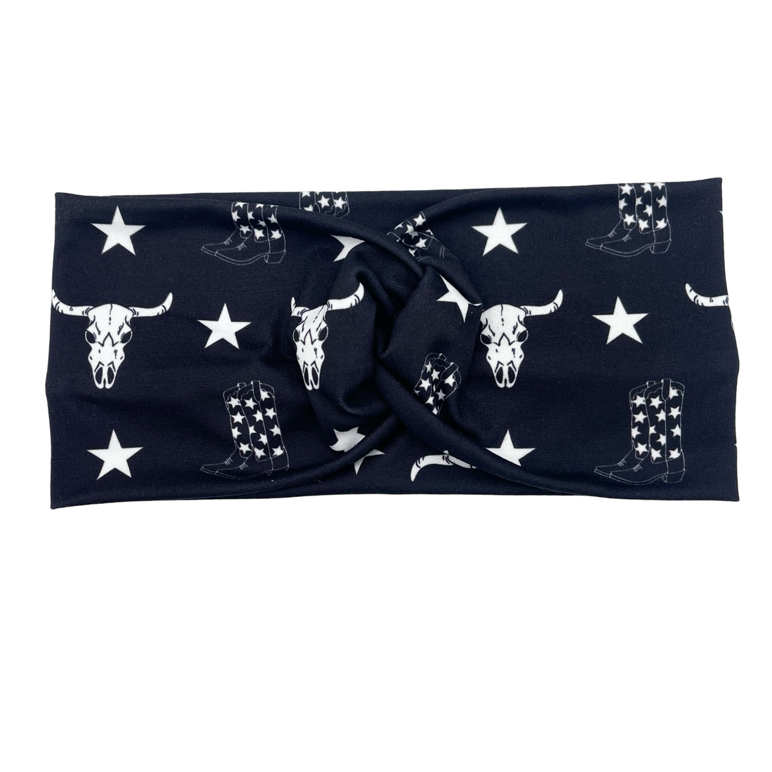 Cowgirl Boots, Stars, &amp; Skulls - Black Headband