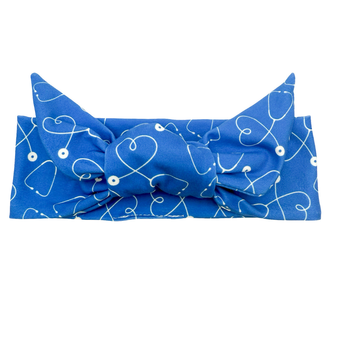 Stethoscope Hearts - Royal Blue Adjustable Tie Headband