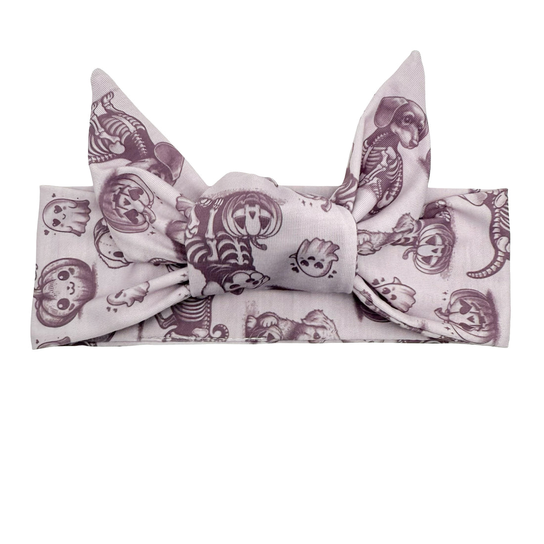 Purple Skeleton Pups Adjustable Tie Headband