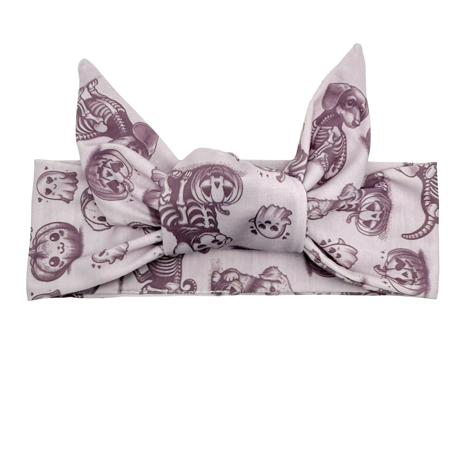 Purple Skeleton Pups Adjustable Tie Headband