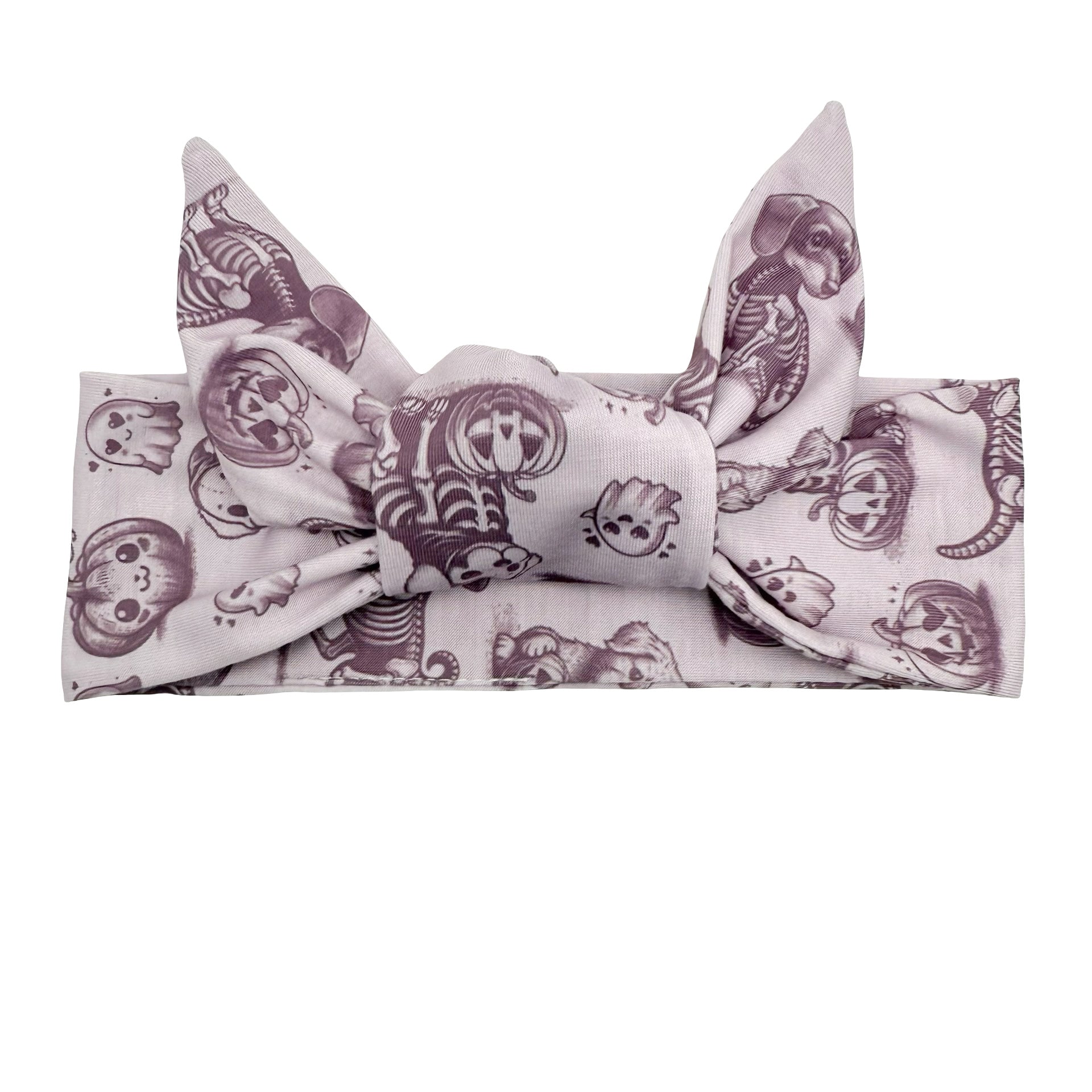 Purple Skeleton Pups Adjustable Tie Headband
