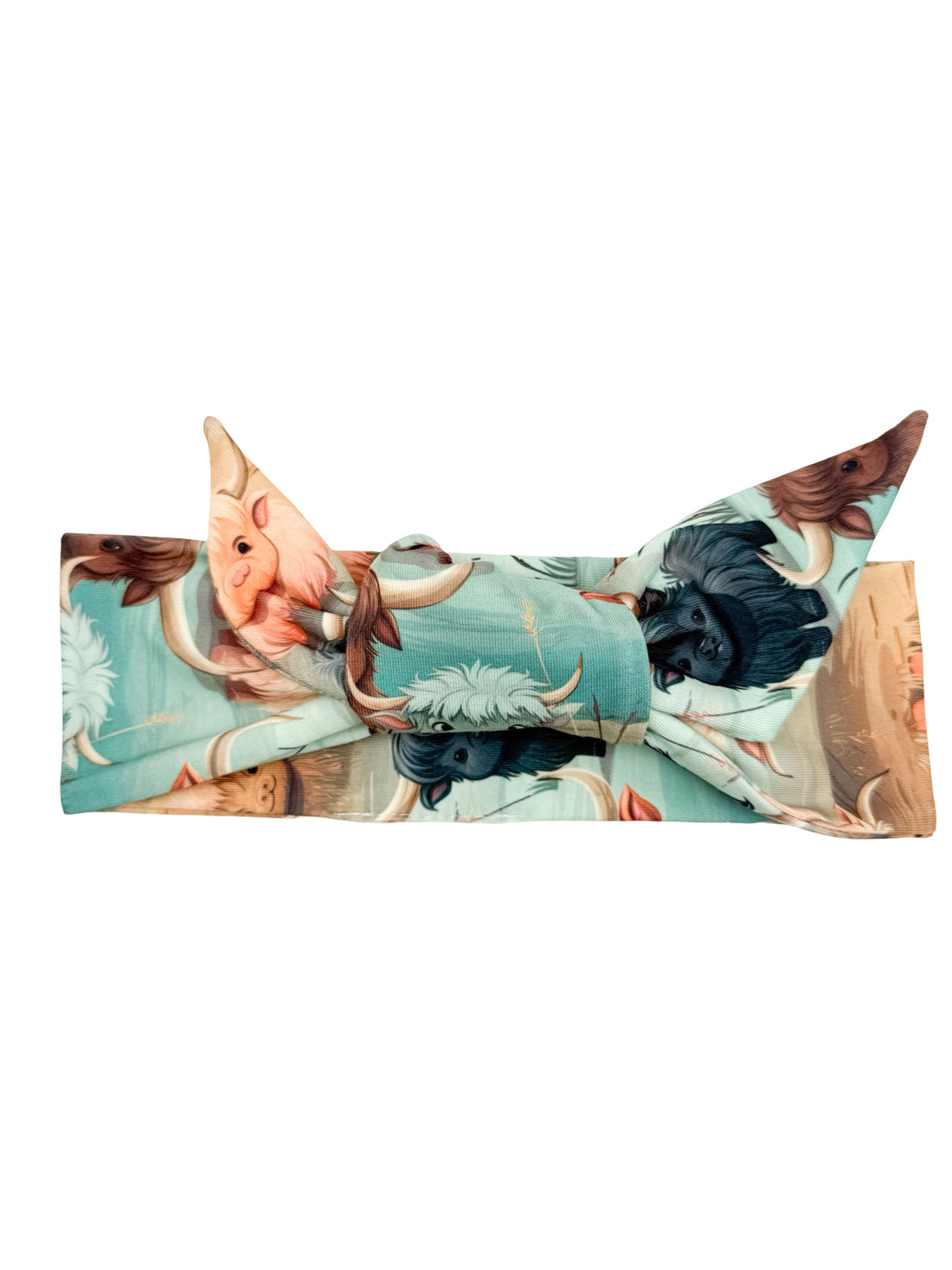 Baby Highland Cows Adjustable Tie Headband