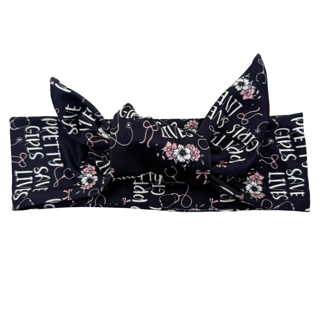 Pretty Girls Save Lives - Black Adjustable Tie Headband
