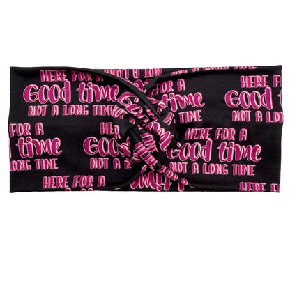 Here For A Good Time Not A Long Time - Purple &amp; Black Headband