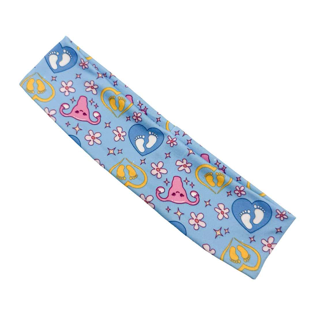 Floral Baby Feet &amp; Uterus - Baby Blue Athletic Headband