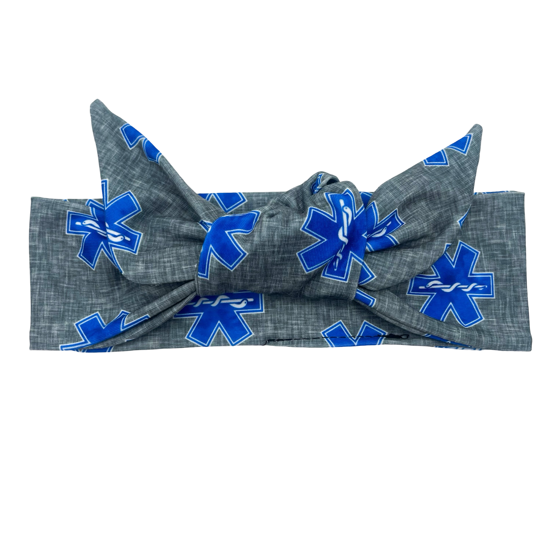 EMS Star Of Life - Heathered Gray Adjustable Tie Headband