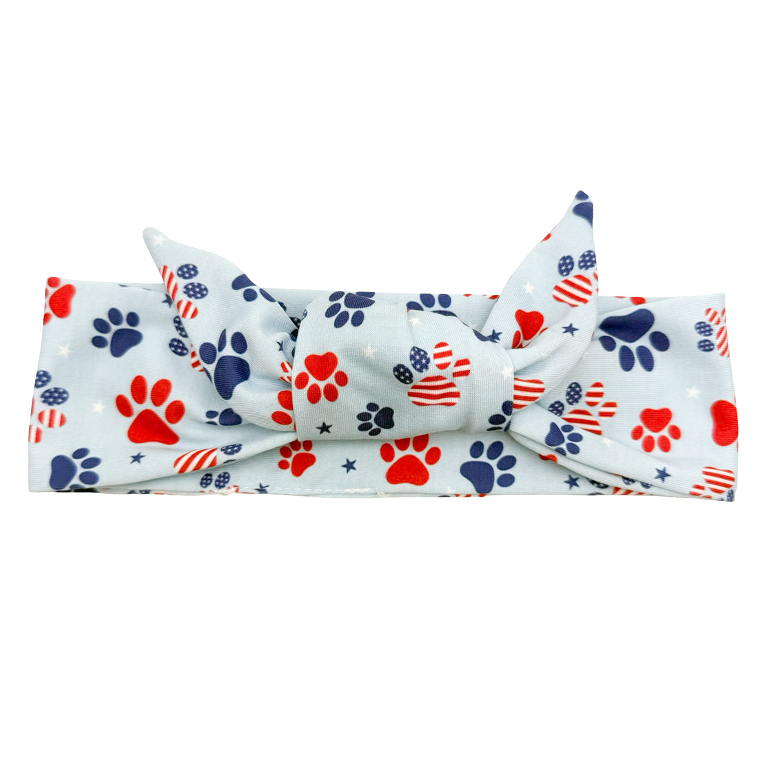 Stars &amp; Stripes Paw Print - Adjustable Tie Headband