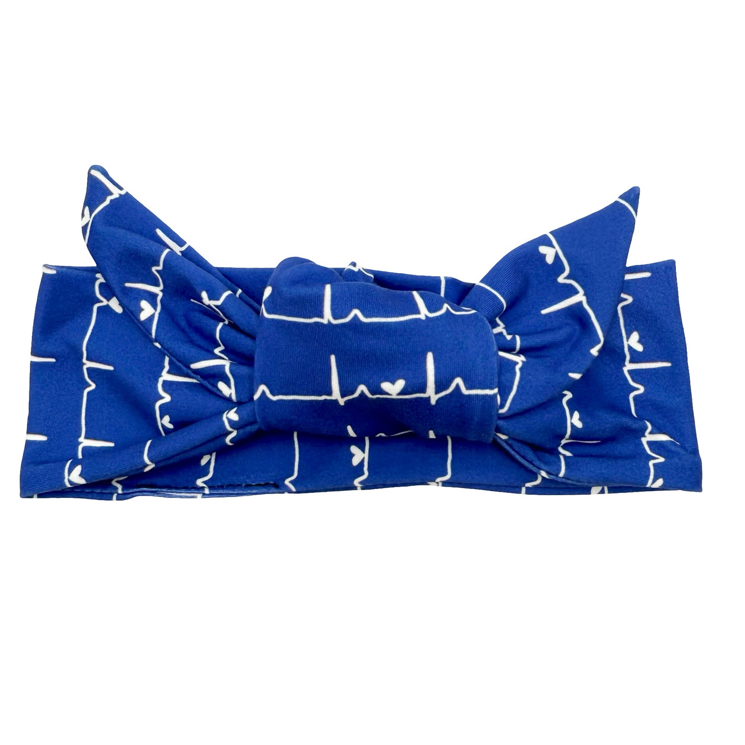 Blue Heartbeat - Adjustable Tie Headband