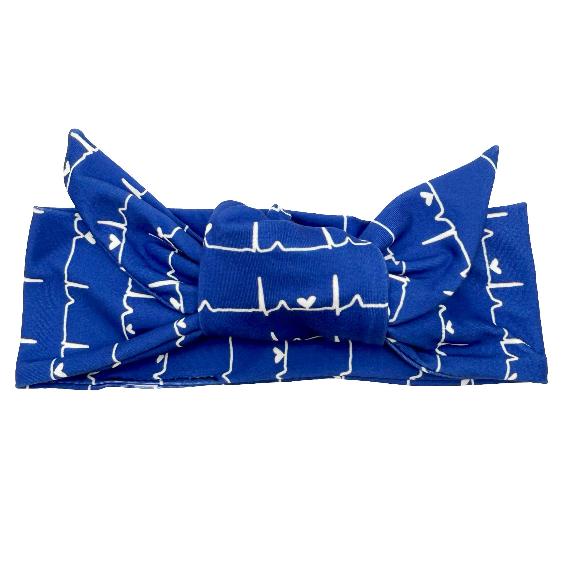 Blue Heartbeat - Adjustable Tie Headband