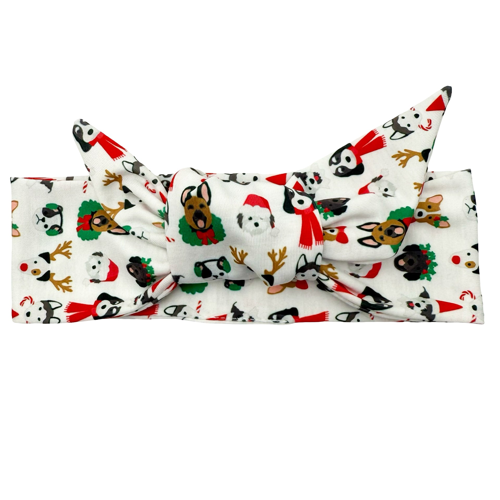 Jolly Good Pups - White Adjustable Tie Headband