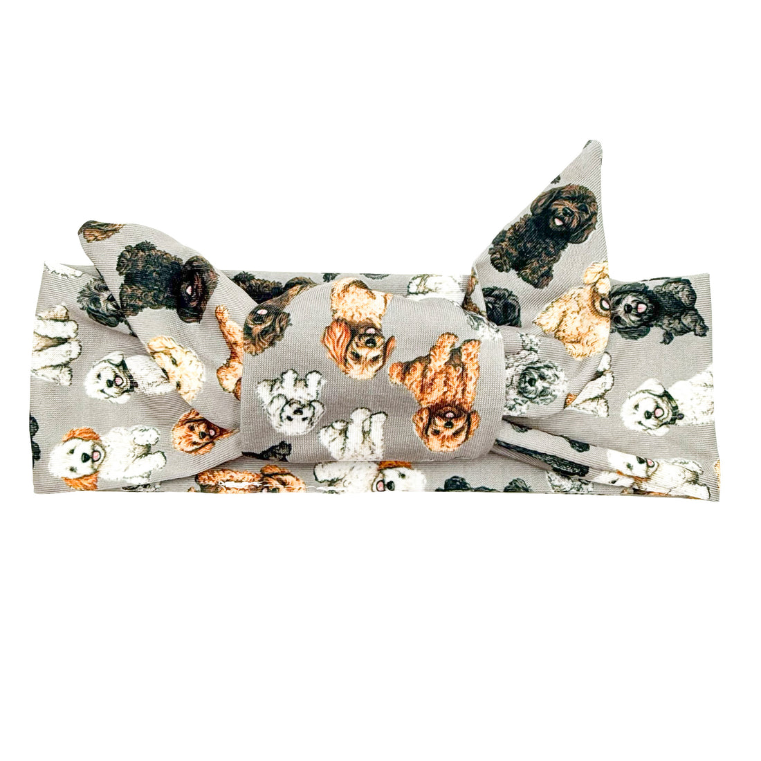 Cockapoo Dogs - Gray Adjustable Tie Headband