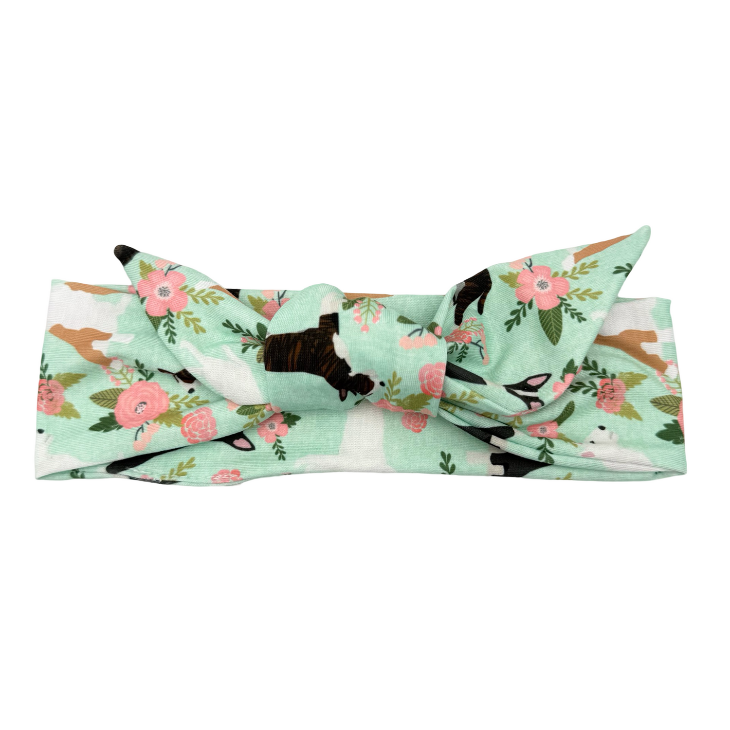 Bull Terrier Dogs Floral Adjustable Tie Headband