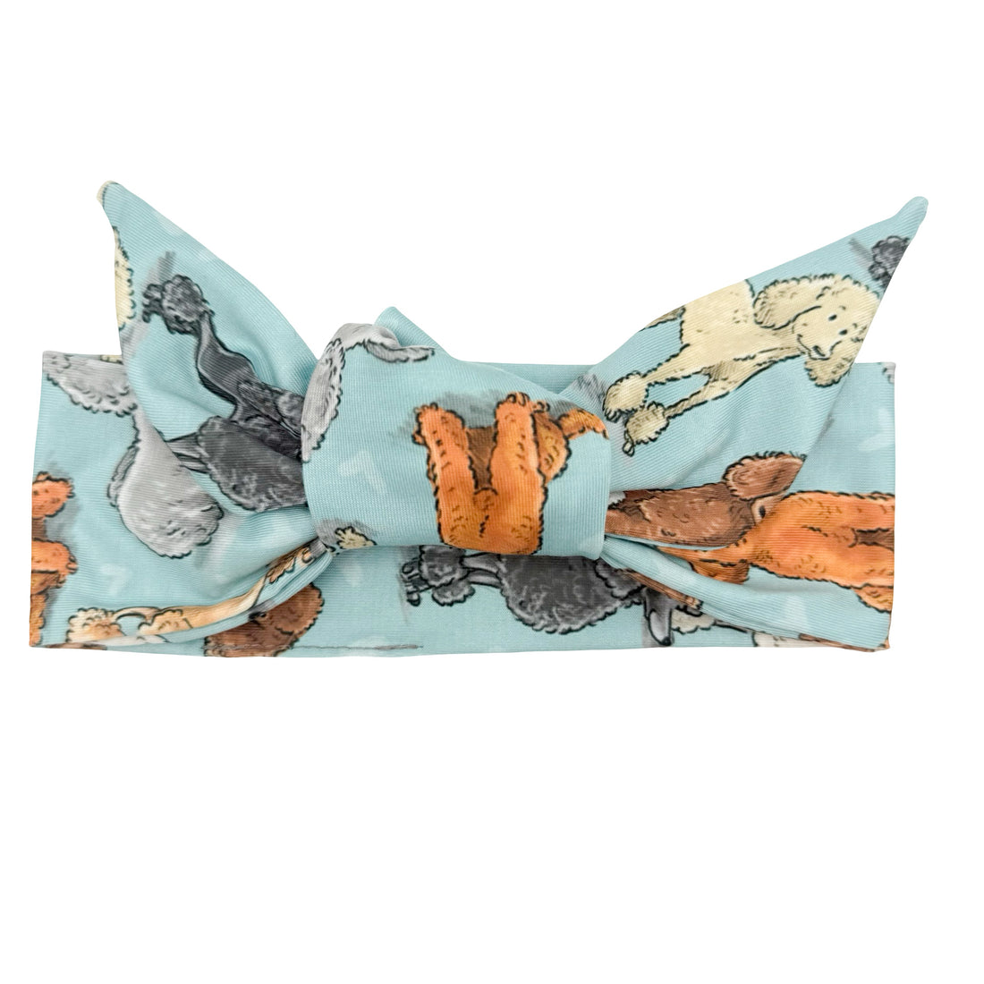 Poodles - Blue Adjustable Tie Headband