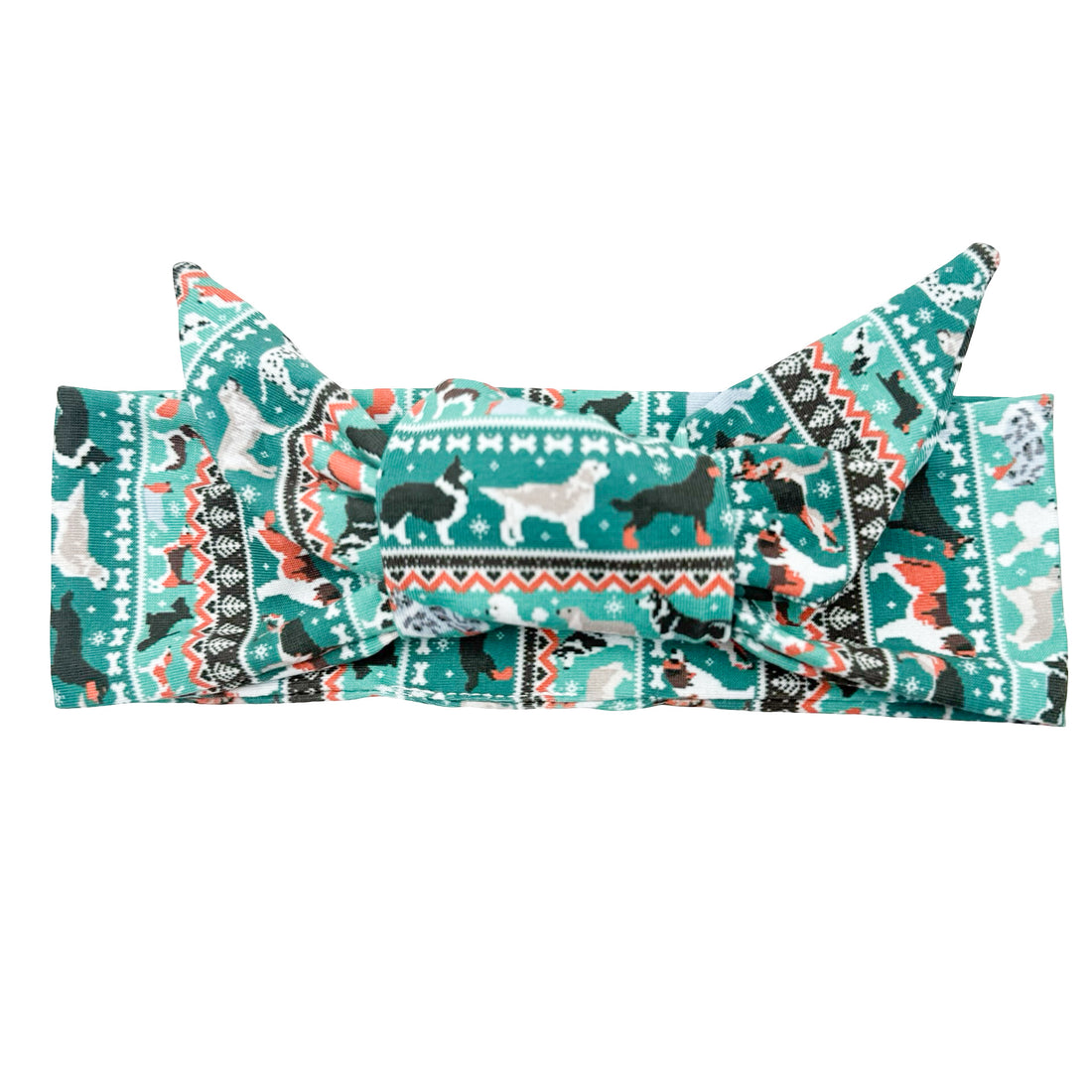 Teal Dog Sweater Adjustable Tie Headband