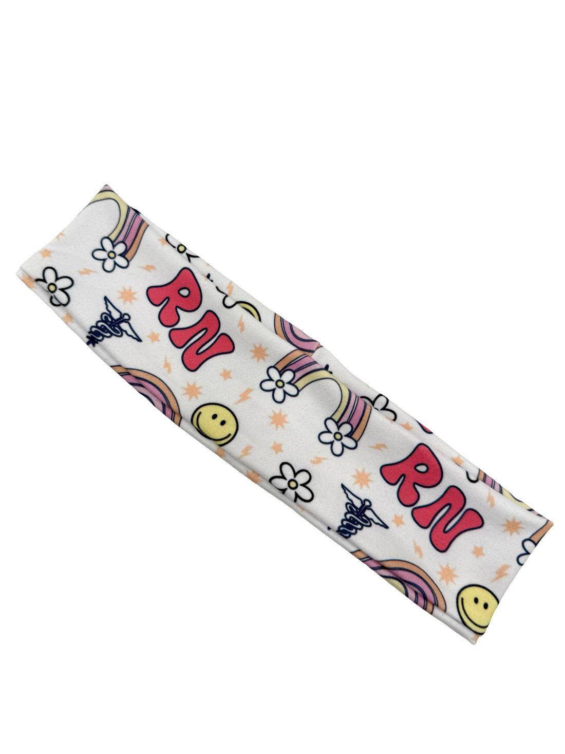 RN Happy Vibes - White Athletic Headband