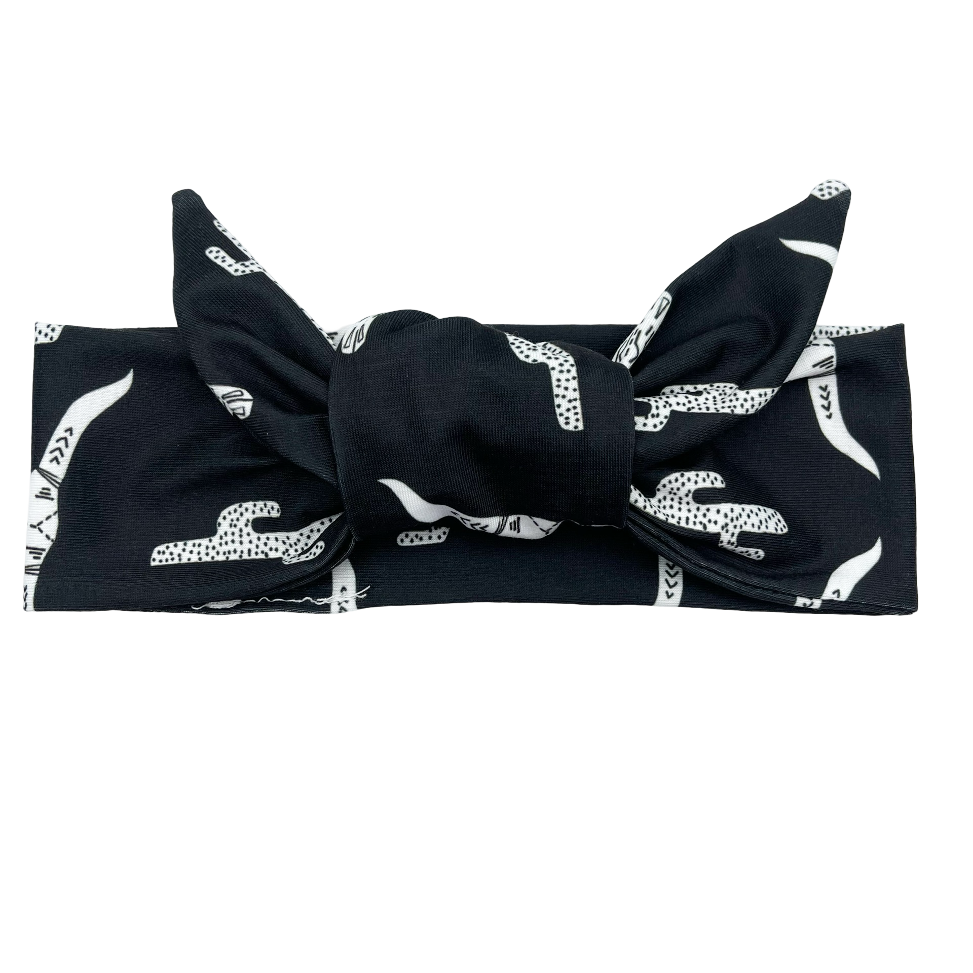 Cow Skulls &amp; Cactus - Black Adjustable Tie Headband