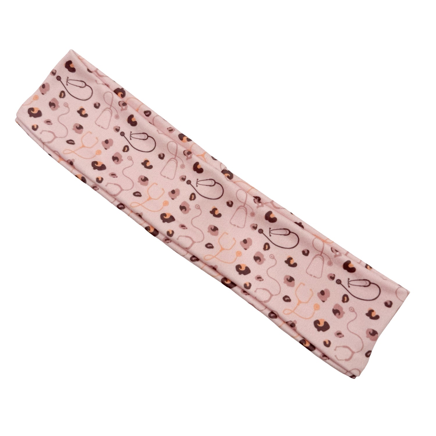 Leopard Stethoscope - Pink Athletic Headband