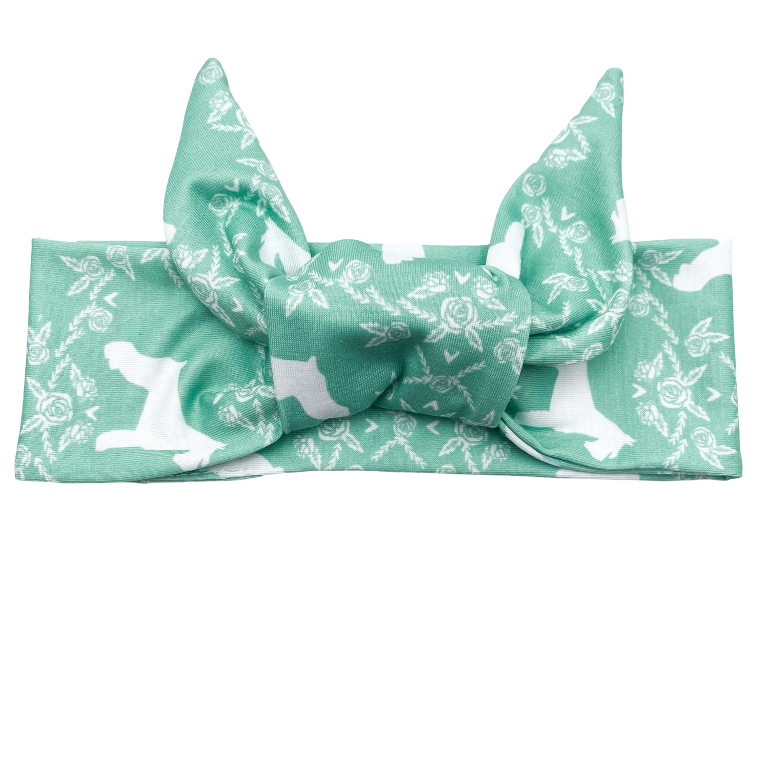 Floral Schnauzers - Green Adjustable Tie Headband