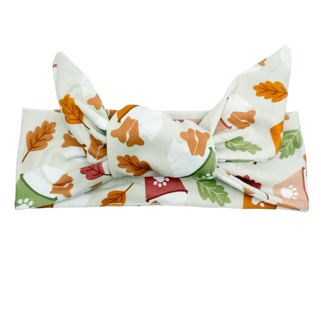 Fall Leaves &amp; Pup Cups - Adjustable Tie Headband