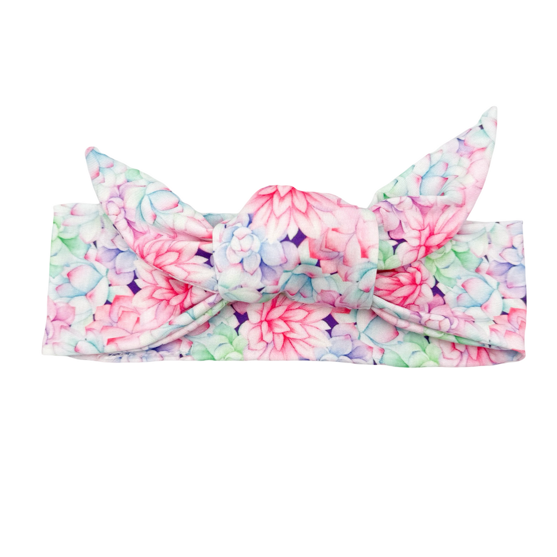 Pastel Succulents Adjustable Tie Headband